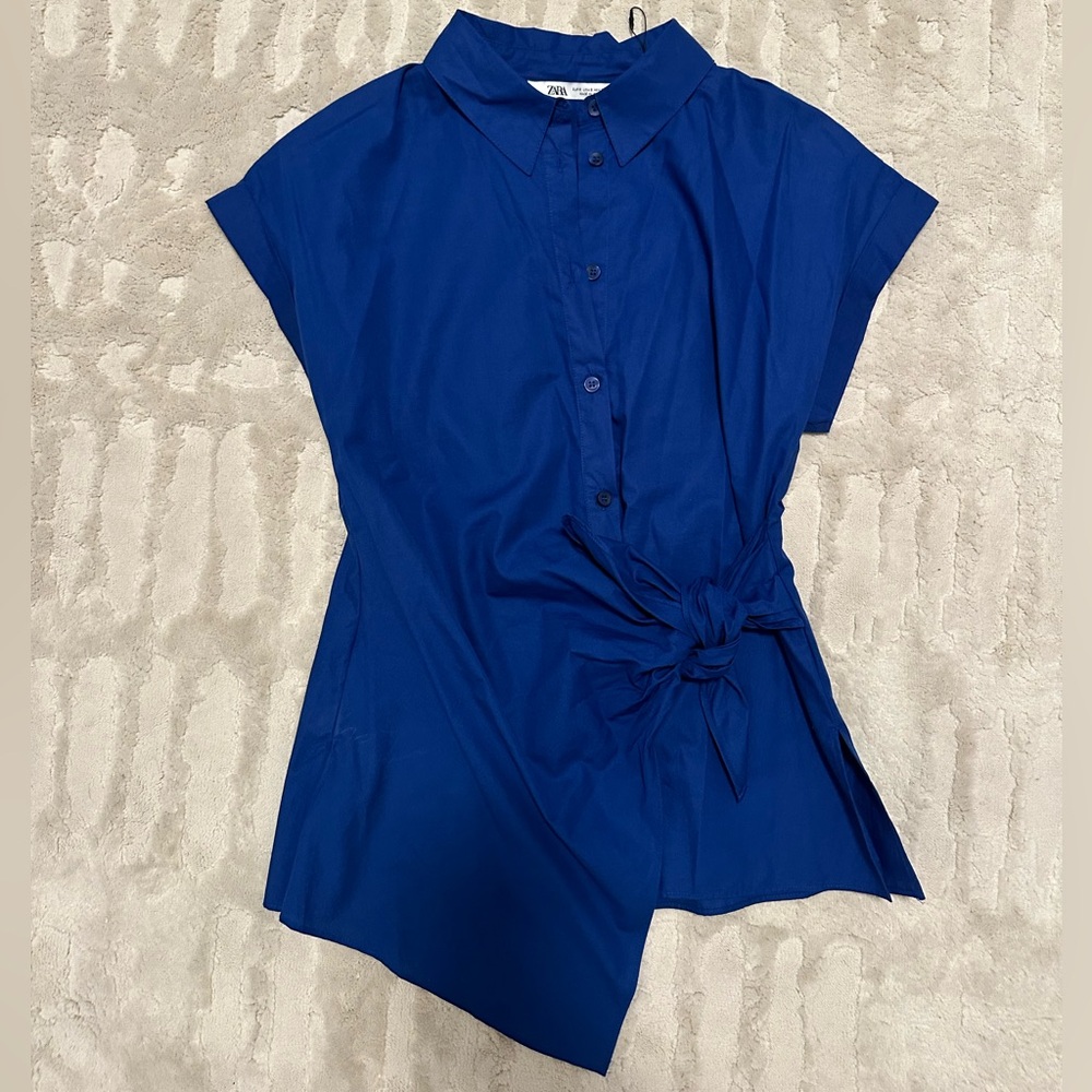 Zara Button-Down Shirt with Tie Detail